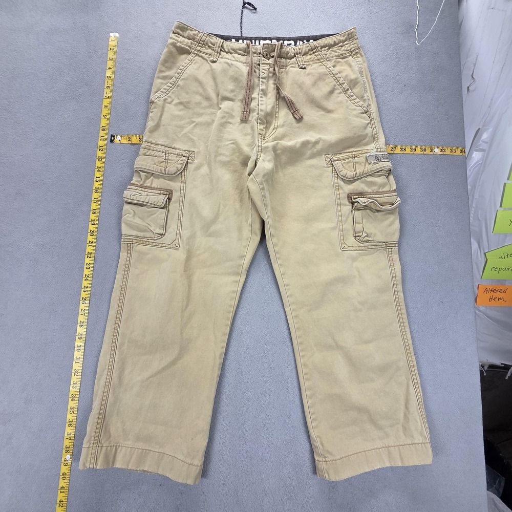 Vintage Unionbay Pants Mens 34x32 Beige Cargo Canvas Relaxed Fit Elastic